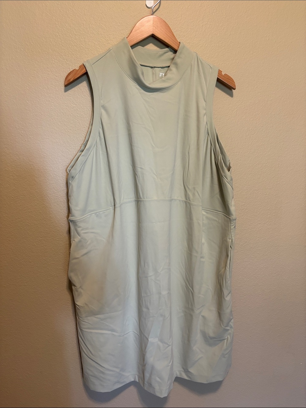 Sleeveless Mock Neck Mini Dress in Light Sage